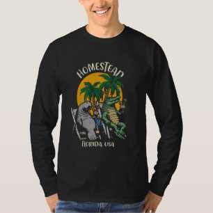 Camiseta Homestead Florida EUA Funny Manatee Alligator Desi
