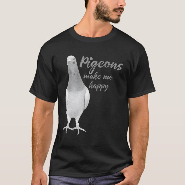 Camiseta Homing Pigeons Criados Por Pombos Me Faz Feliz (Frente)