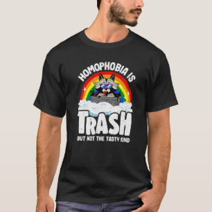 Camiseta Homofobia É Lixo Guaxinim Bandeira Arco-Íris Orgul