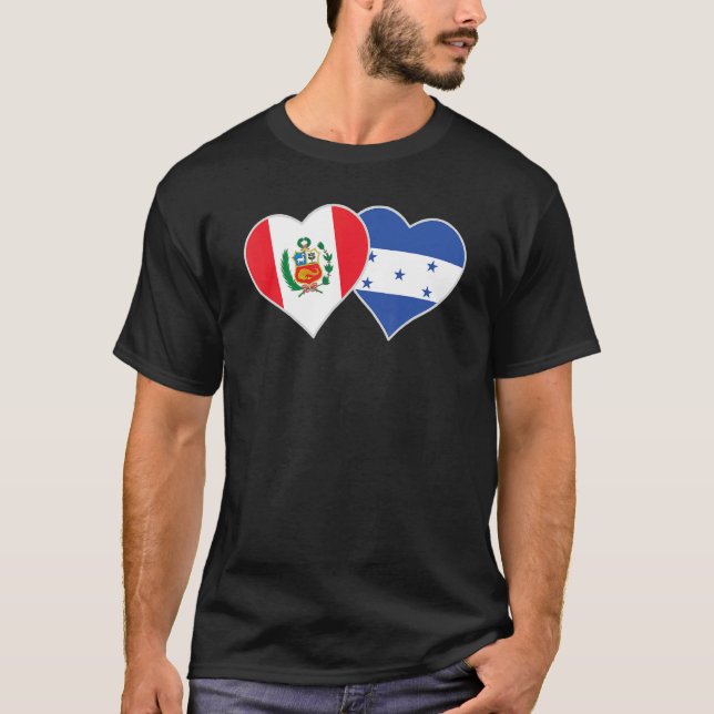Camiseta Honduran Peruvian Flag Love Honduras Peru Heart (Frente)