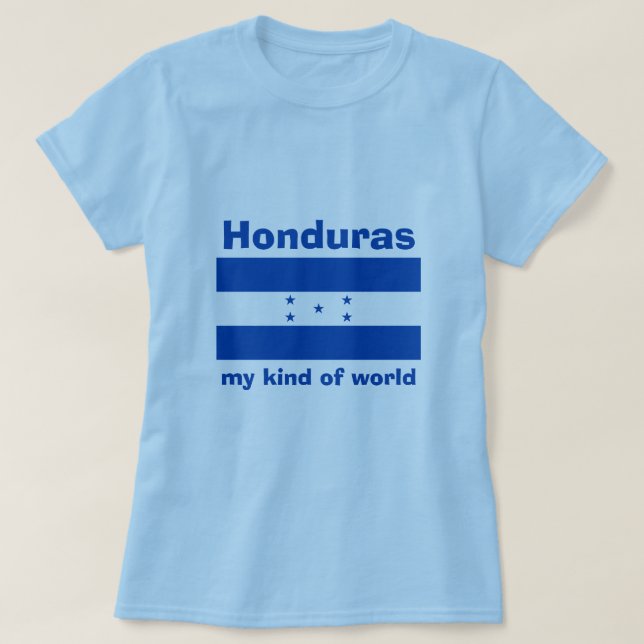 Camiseta Honduras Bandeira + Mapa + Texto (Frente do Design)