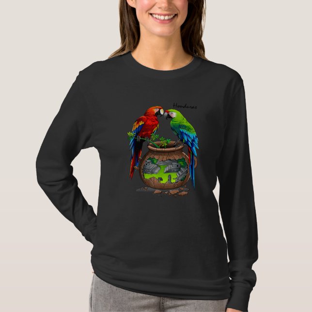 Camiseta Honduras Copan papagaios maias (Frente)