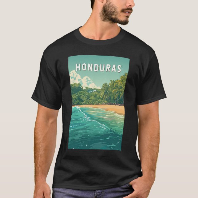 Camiseta Honduras Illustration Travel Art Vintage (Frente)