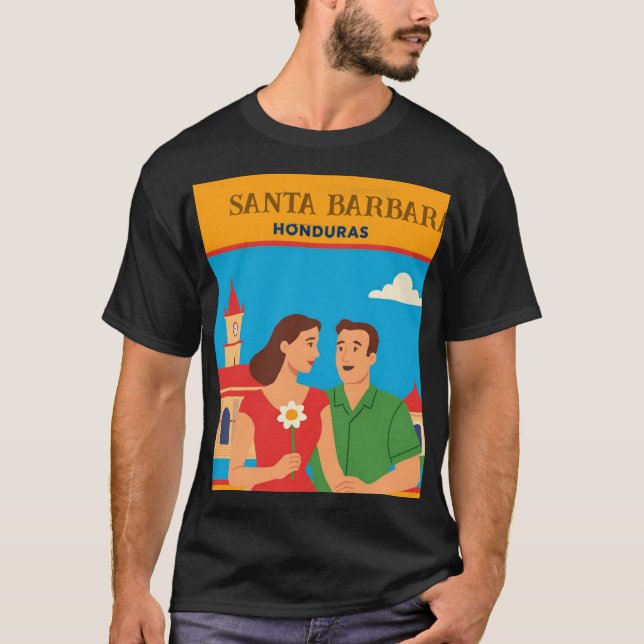 Camiseta  Honduras Santa Barbara Retro poster (Frente)