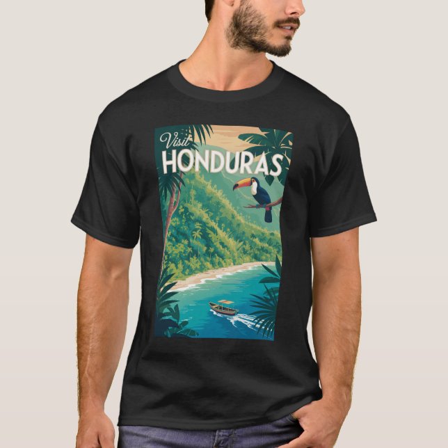 Camiseta Honduras Toucan Illustration Travel Art Vintage (Frente)