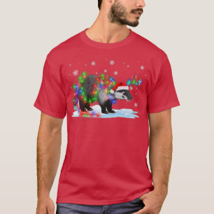 Camiseta Honey Badger Christmas Tree Light Pajama Animal Xm