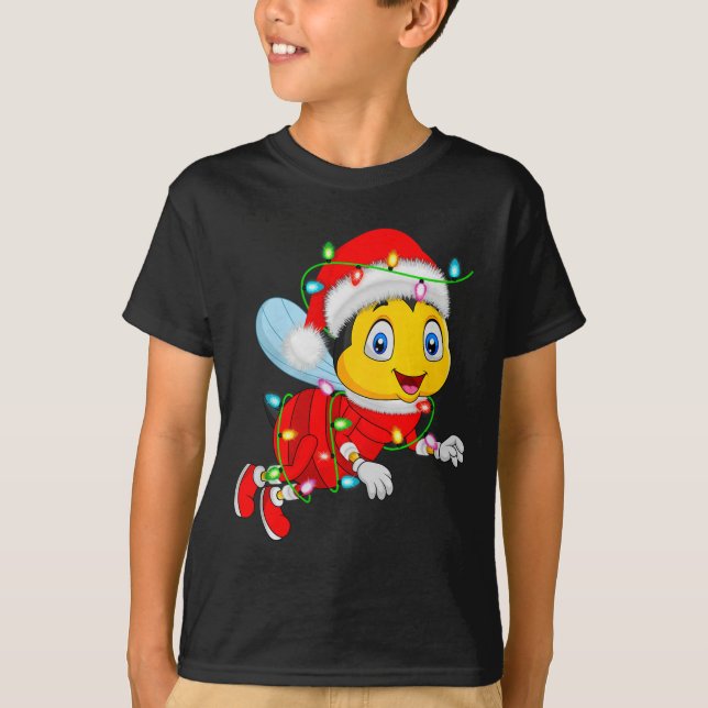 Camiseta Honey Bees Christmas Lights Santa Costume Cute Ani (Frente)