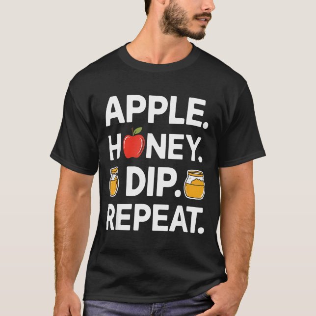 Camiseta Honey Dip Repeat Funny Rosh Hashanah Jewish New Ye (Frente)