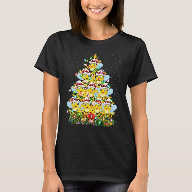 Camiseta Honeybee   Xmas Lights Santa Honeybee Christmas Tr (Frente)