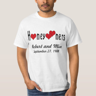 Camiseta Honeymooners e Corações Personalizados