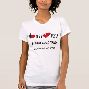 Camiseta Honeymooners e Corações Personalizados