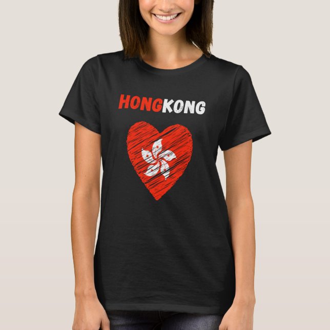 Camiseta Hong Kong Flag Holiday Hong Kong Heart Hongkonger  (Frente)