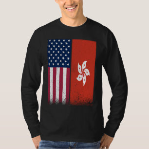 Camiseta Hong Kong  Hong Kong Bandeiras Americanas Orgulhos