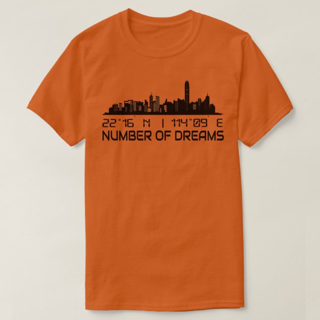 Camiseta Hong Kong Skyline Gps Coordena a Cidade Capital 1 (Frente do Design)