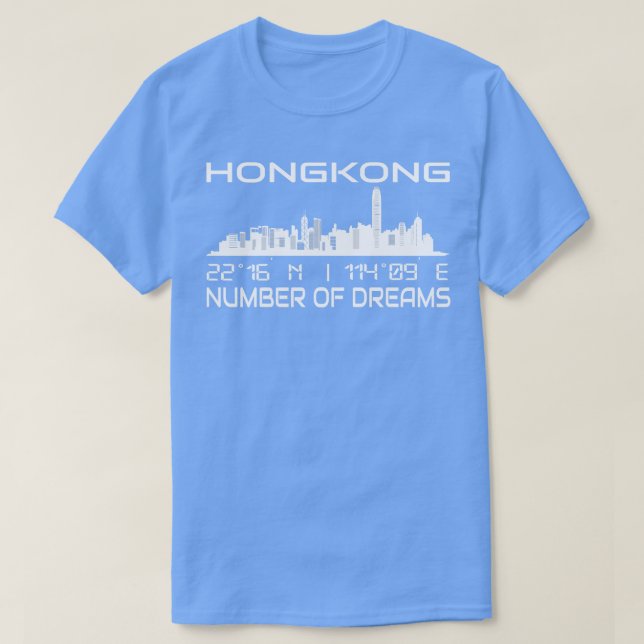 Camiseta Hong Kong Skyline GPS Coordena o Capital City 2 (Frente do Design)