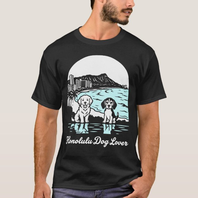 Camiseta Honolulu City Hawaii Dog Lover (Frente)