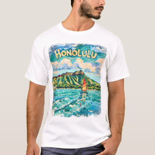 Camiseta Honolulu Havaí Paisagem de Viagem Vintage Van Gogh