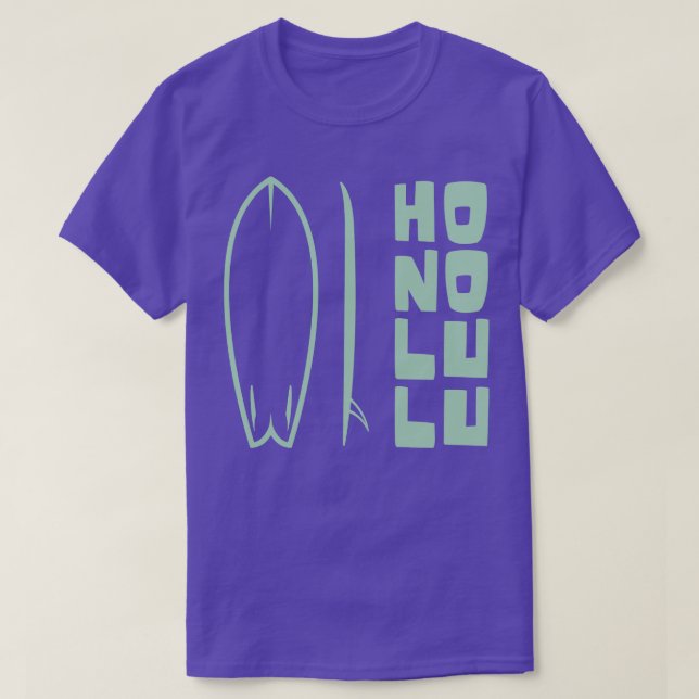 Camiseta Honolulu Hawaii — Surfboard Permanente (Frente do Design)