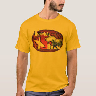 Camiseta Honolulu Hawaii, surfista de ouro, lança caras de