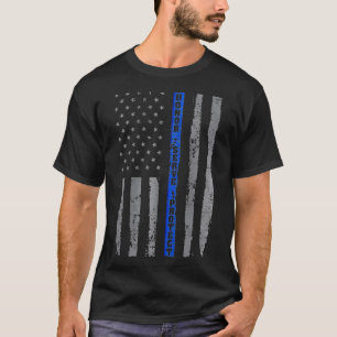 Camiseta Honor Serve Proteja Sinalizador Azul Fino