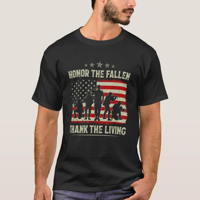 Camiseta Honor The Fallen Thank The Living Memorial Day Ame (Frente)