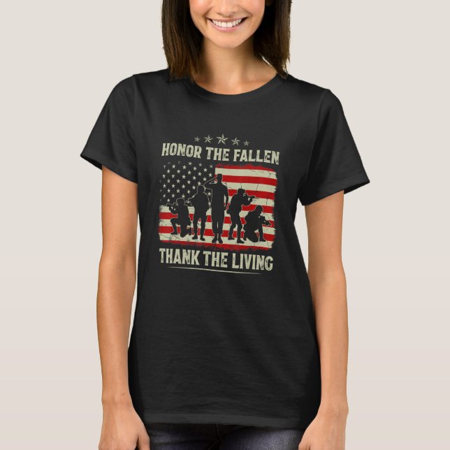 Camiseta Honor The Fallen Thank The Living Memorial Day Ame (Frente)