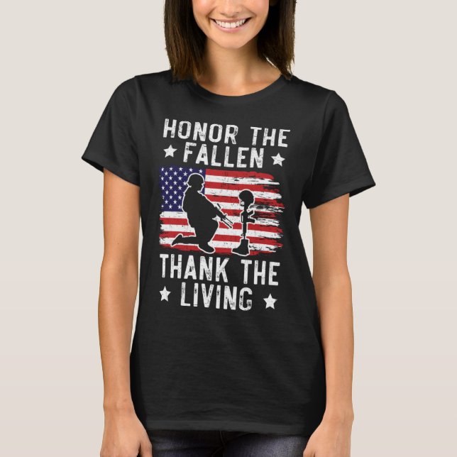 Camiseta Honor The Fallen Thank The Living USA American Mem (Frente)