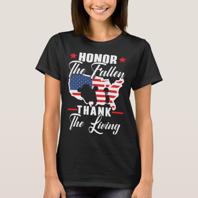 Camiseta Honor The Fallen Thank The Living USA American Mem (Frente)
