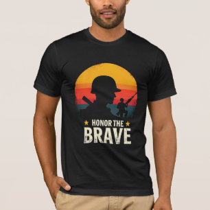 Camiseta Honra A Brave Veterana Silhouette Vintage Sunset