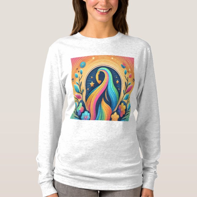 Camiseta Honra o amor dela, a manga longa básica das mulher (Frente)