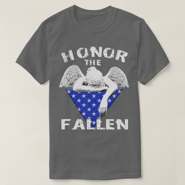 Camiseta Honra o Anjo Fallen e o Memorial da Bandeira Dobra (Frente do Design)