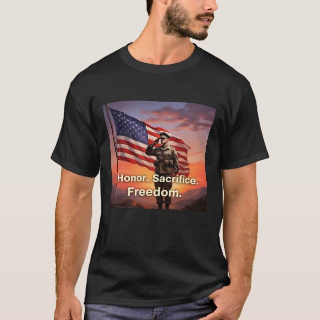 Camiseta "Honra. Sacrifício. Liberdade." Sinalizador do Sol (Frente)