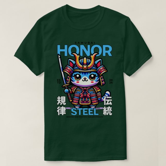 Camiseta Honra Samurai cat Worrior (Frente do Design)