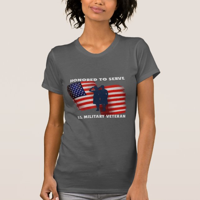 Camiseta Honrado Em Servir, Veterano Militar Dos Estados Un (Frente)