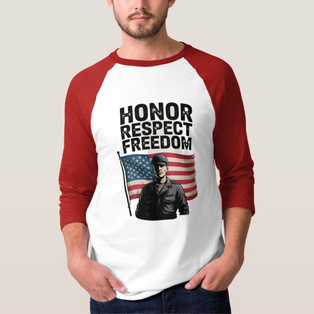 Camiseta Honrando Heroes Veteran Day Design Patriótico (Frente)