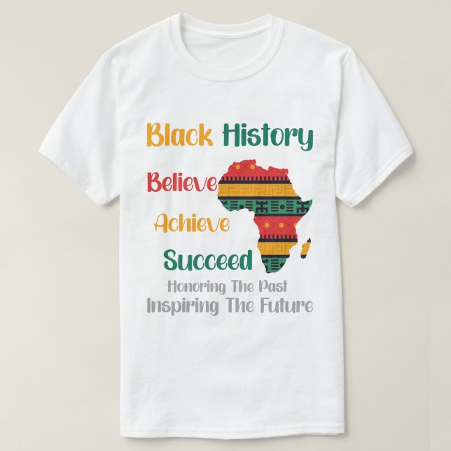 Camiseta Honrando o passado Inspirador Futuro Histórico Neg (Frente do Design)