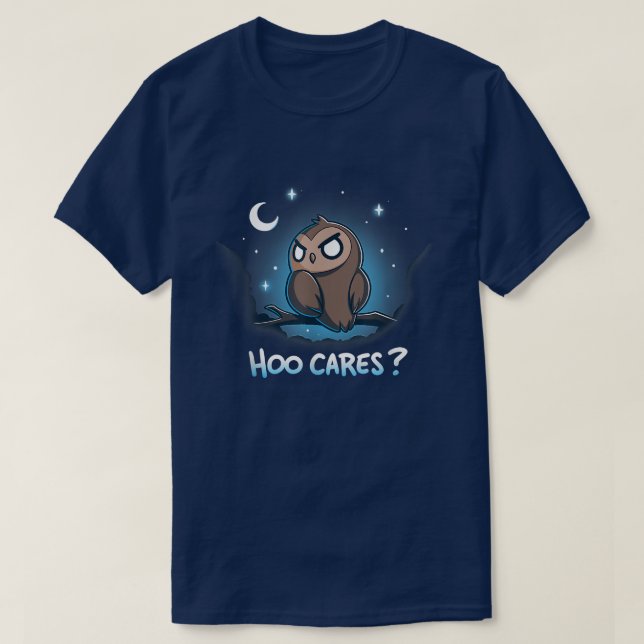 Camiseta Hoo Cares Impassivity Owca Forest Night Hoot Engra (Frente do Design)