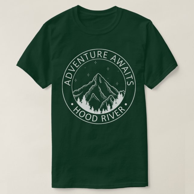 Camiseta Hood River Oregon USA Adventure Awaits (Frente do Design)