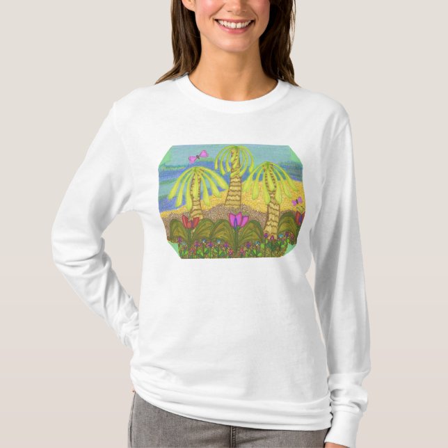Camiseta Hoodie da arte dos oásis de 3 palmas (Frente)