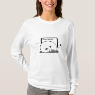 Camiseta Hoodie da cama do gato do laptop (ponto azul)