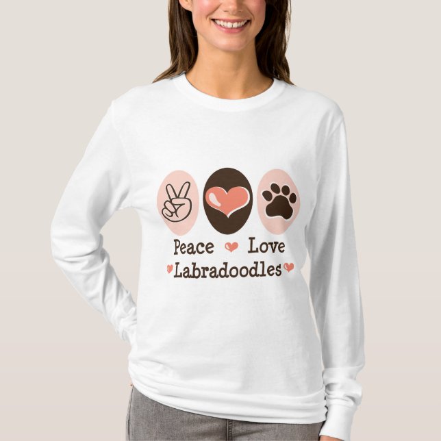 Camiseta Hoodie de Labradoodles do amor da paz (Frente)