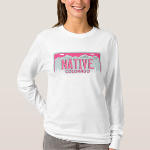 Camiseta Hoodie de matrícula rosa das senhoras do Colorado