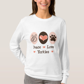 Camiseta Hoodie de Yorkies do amor da paz