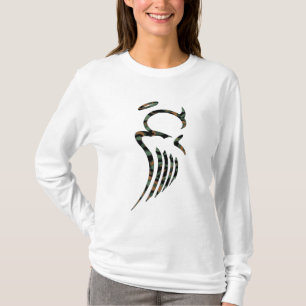 Camiseta Hoodie do anjo do Camo das mulheres