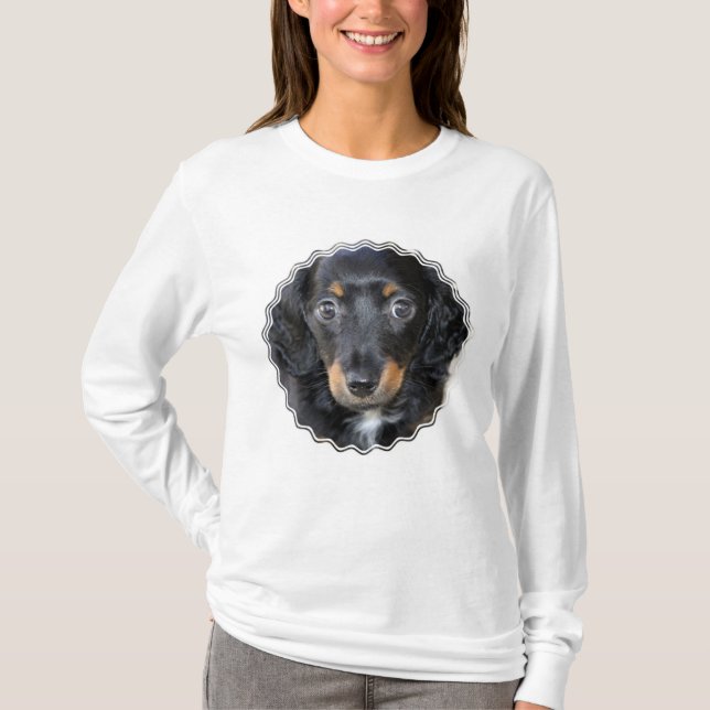 Camiseta Hoodie do cão de filhote de cachorro de Daschund (Frente)