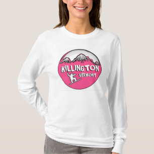 Camiseta Hoodie do snowboard das senhoras cor-de-rosa de