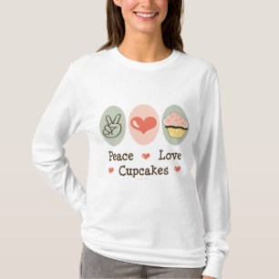 Camiseta Hoodie dos cupcakes do amor da paz