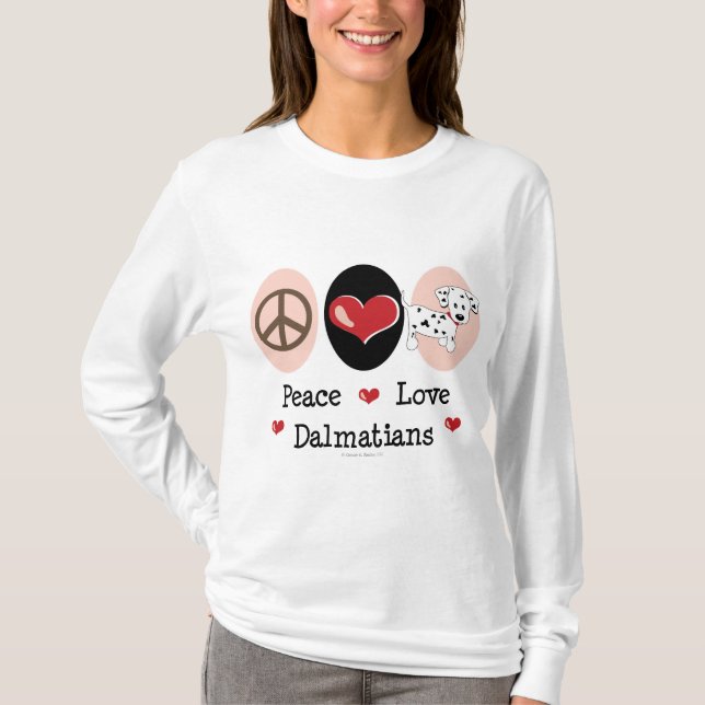 Camiseta Hoodie dos Dalmatians do amor da paz (Frente)