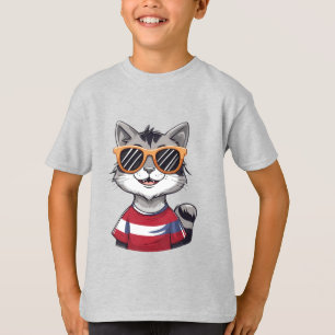 Camiseta Hoodie Gato Patriótico: Gatinho Legal em Sombras