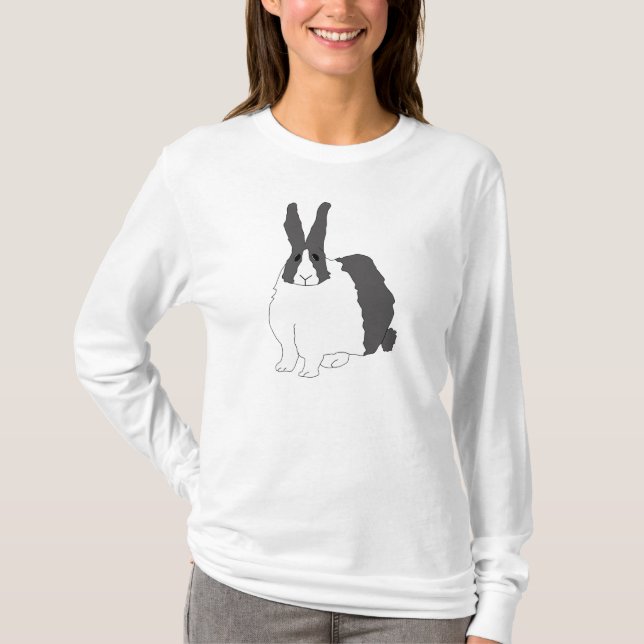 Camiseta Hoodie holandês das mulheres do coelho (Frente)